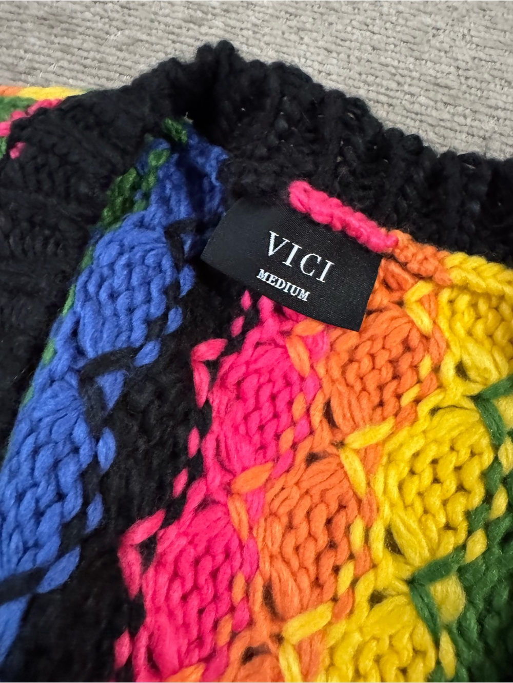 Black & Rainbow Crochet Cardigan - Picture 5 of 5